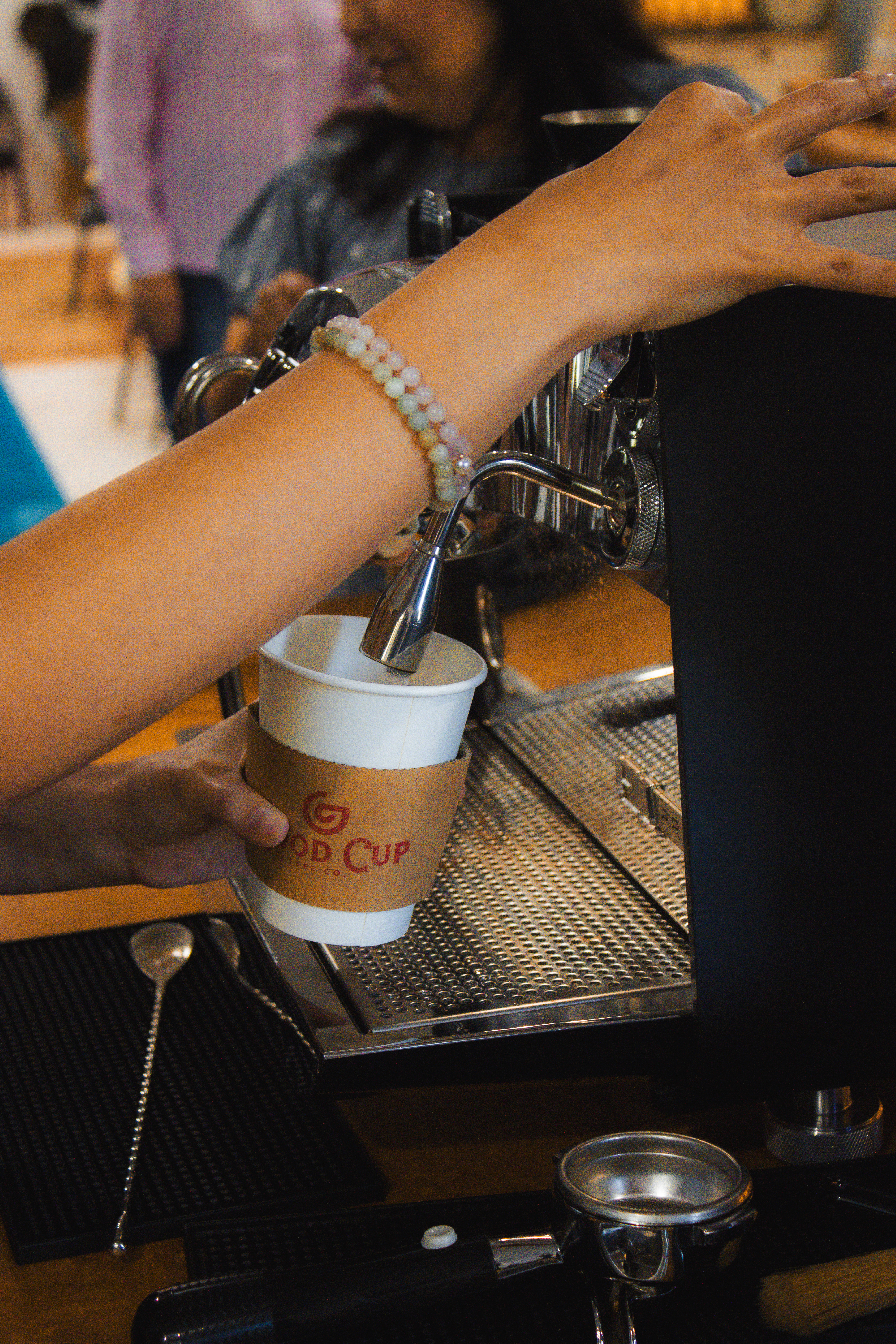 san antonio coffee catering, barista with disabilites making an americano